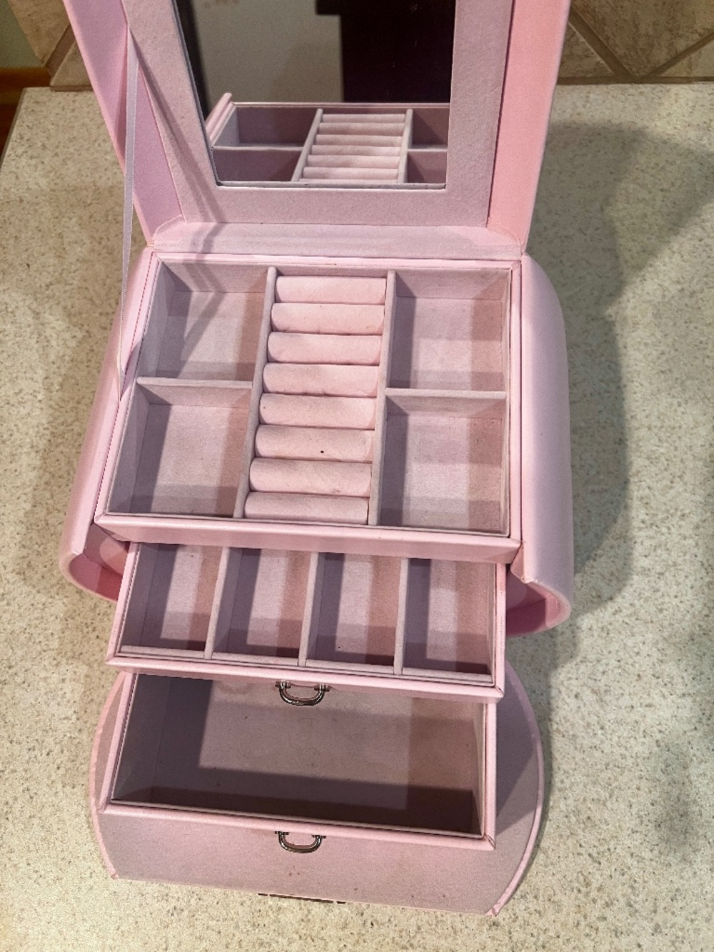 Homde Pink Travel Jewelry Box with Mirror